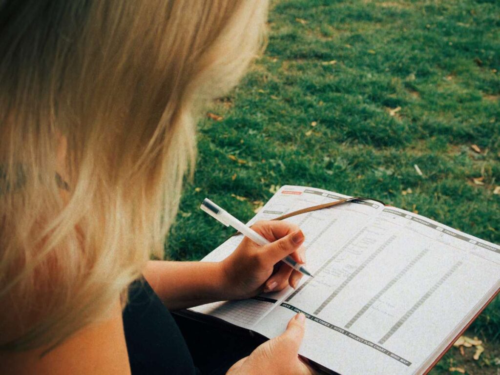 Lucie journalling as part of her intentional morning routine