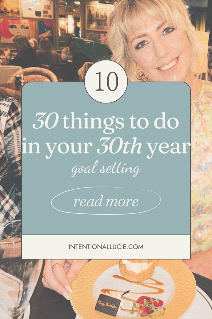 A graphic for sharing on Pinterest with the title, "30 things to do in your 30th year"