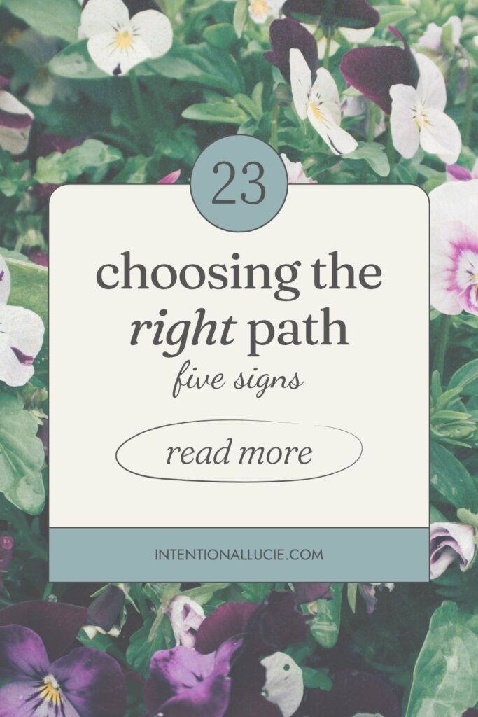 A graphic for sharing on Pinterest with the title, "Choosing the right path"